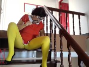 Velma Yellow pantyhose Performing in old house at stairway 13/16