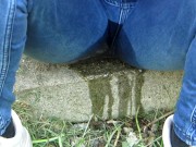Pissing jeans in public street in sunny day 10/16