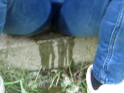 Pissing jeans in public street in sunny day 13/16