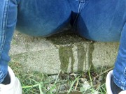 Pissing jeans in public street in sunny day 9/16