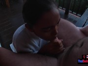 Asian girlfriend pulled out his big cock and sucked on it after a long day 15/16