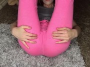 Teasing you with my cameltoe in my sheer yoga pants  2/16