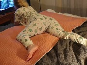 ⭐ Cute Lazy Girl Wets Her Pyjamas Watching TV Lying On Her Tummy!   3/16