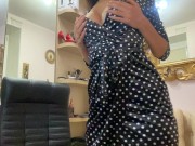 Brunette in a corduroy dress juicy sucks a big cock 1/16