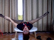 Nice lady in pantyhose and heels. Striptease at the round table 3 14/16