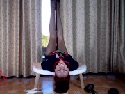 Nice lady in pantyhose and heels. Striptease at the round table 3 15/16