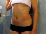 Hot massage on Paula's delicious belly her navel glows and gets turned on navel finger Fantasy navel 10/16