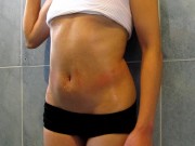 Hot massage on Paula's delicious belly her navel glows and gets turned on navel finger Fantasy navel 11/16