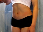 Hot massage on Paula's delicious belly her navel glows and gets turned on navel finger Fantasy navel 3/16