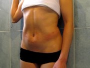 Hot massage on Paula's delicious belly her navel glows and gets turned on navel finger Fantasy navel 8/16