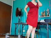 SEXRETARY. No panties secretary. Try on white transparent pantyhose 1/16