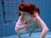 Underwater swimming cutie dressed and then stripped 11/16