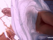 Underwater swimming cutie dressed and then stripped 7/16