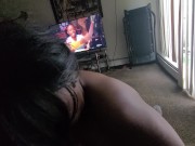 Big tit dicksucker cheek fucking and gags on daddy's dick 15/16