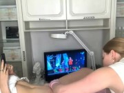 Blue-eyed blonde depilates a very hairy pussy 10/16