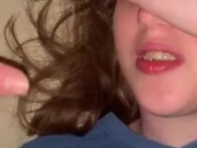 Look at all the cum in my mouth while I cum thinking about girls! 9/16