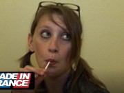 Interracial threesome with young brunette