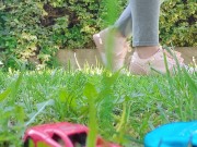 Giantess with big sweaty feet crushes toy cars and smashes them all 1/16