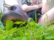Nicoletta can't hold back and pisses on your face in a public garden - Wonderful upskirt pee 9/16