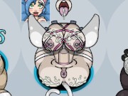 Fapwall [Weird Hentai game] Felicia from darkstalker takes 3 dicks for 1 pussy 16/16