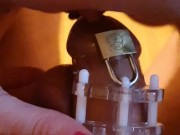 Teasing cuckold in cage after some good fucking 11/16