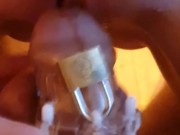 Teasing cuckold in cage after some good fucking 12/16