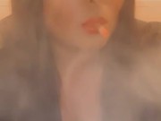 Smoking in a leather dress with red lipstick - full video on my onlyfans- link in bio & in comments 12/16
