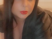 Smoking in a leather dress with red lipstick - full video on my onlyfans- link in bio & in comments 4/16