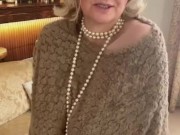 Annabel’s fur cape and white nylons 4/16