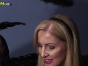 Facesitting CFNM mistresses blowing submissive cock 8/16