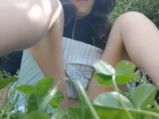 whore! pissing and burping in the public park without underwear 2/16