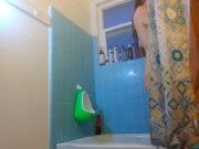 Laughing Slutty COCK TEASE shower Cellulite Booty Hairy Camgirl PAWG Bathtub Bathroom Bend Over 14/16
