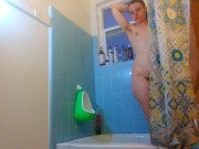 Laughing Slutty COCK TEASE shower Cellulite Booty Hairy Camgirl PAWG Bathtub Bathroom Bend Over 15/16