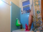 Laughing Slutty COCK TEASE shower Cellulite Booty Hairy Camgirl PAWG Bathtub Bathroom Bend Over 9/16
