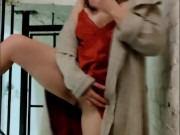 Lika Lax licks anal plug and fucks herself between floors in hotel 9/16