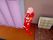 Zero Two в экзоскелете ласкает свою киску трясётся и кончает | женсая раздевалка [3d hentai] 3/16