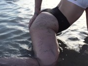 Amateur couple Squirt, Twerk and Blowjob on a PUBLIC BEACH - I almost got caught!!!!!! 8/16