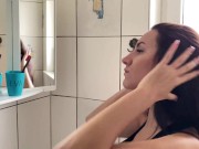 naughty girl masturbates in the bathroom with her boyfriend's toothbrush 2/16