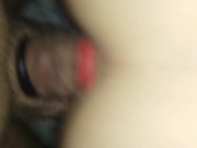 Снял проститутку шлюху и трахаю её на кровати с пробкой в попке и в чулках 15/16