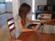 I piss on my girlfriend while she has breakfast 13/16