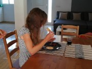 I piss on my girlfriend while she has breakfast 5/16