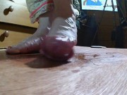 BBW SCHOLLS & BAREFOOT COCK CRUSH WITH CUM SHOT 2 11/16