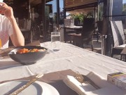 Horny Pierced Babe Gets Huge Public Squirt in a Restaurant 1/16