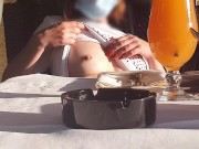 Horny Pierced Babe Gets Huge Public Squirt in a Restaurant 12/16