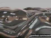 Wonderful hot rubber girl in full encased in black latex catsuit enjoys her vacuum bed vacbed 10/16