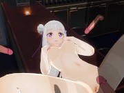 3D HENTAI Emilia fucks with three guys at once 2/16