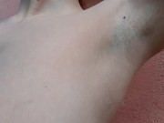 Armpit Fetish, Hairy Armpits and Hairy Pussy, Big Natural Boobs Tease 9/16
