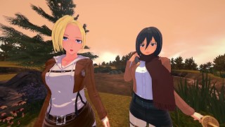 MIKASA AND ANNIE FOURSOME - ATTACK ON TITAN PORN (Shingeki no ...