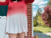 Flashing my pussy while cars drive by and power pissing outside 11/16