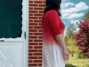 Flashing my pussy while cars drive by and power pissing outside 9/16